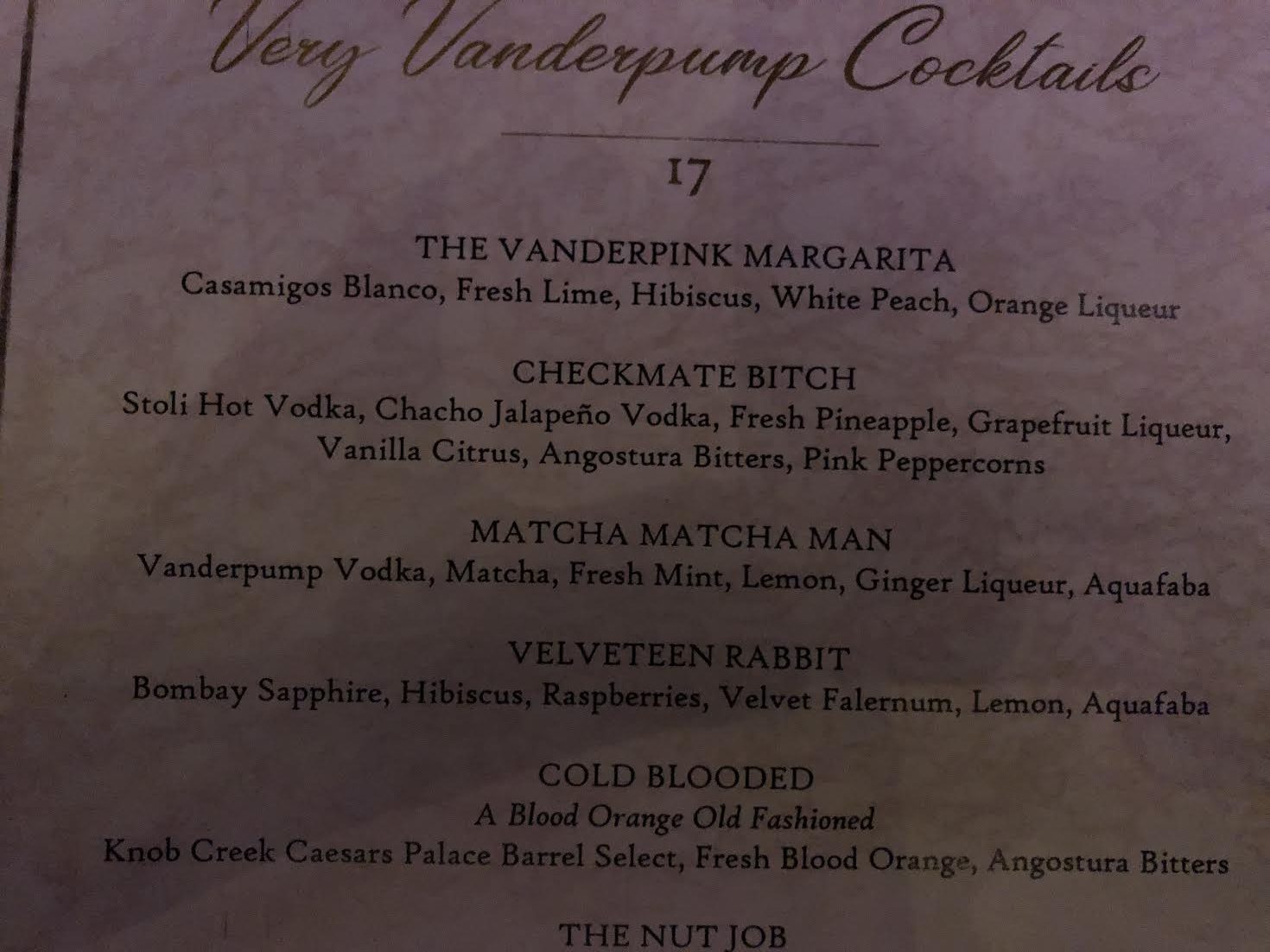 vanderpump cocktail garden menu